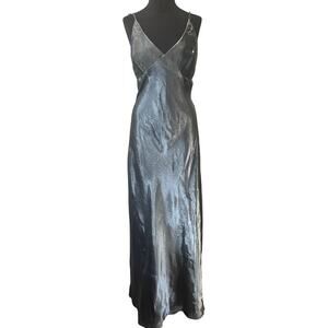 VTG Y2K Dave & Johnny Dress Maxi Fairy Silver Shimmer Rhinestone Formal 12